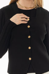 Black Thin Knit Overlay