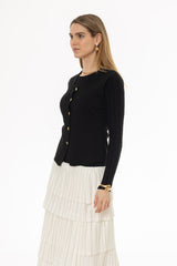 Black Thin Knit Overlay