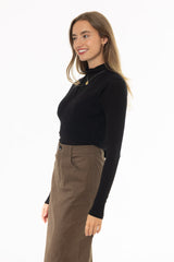 Black Tie Knit Overlay Top