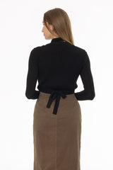 Black Tie Knit Overlay Top