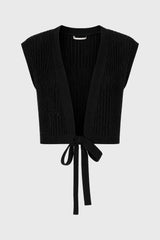 Black Tie Knit Overlay Top