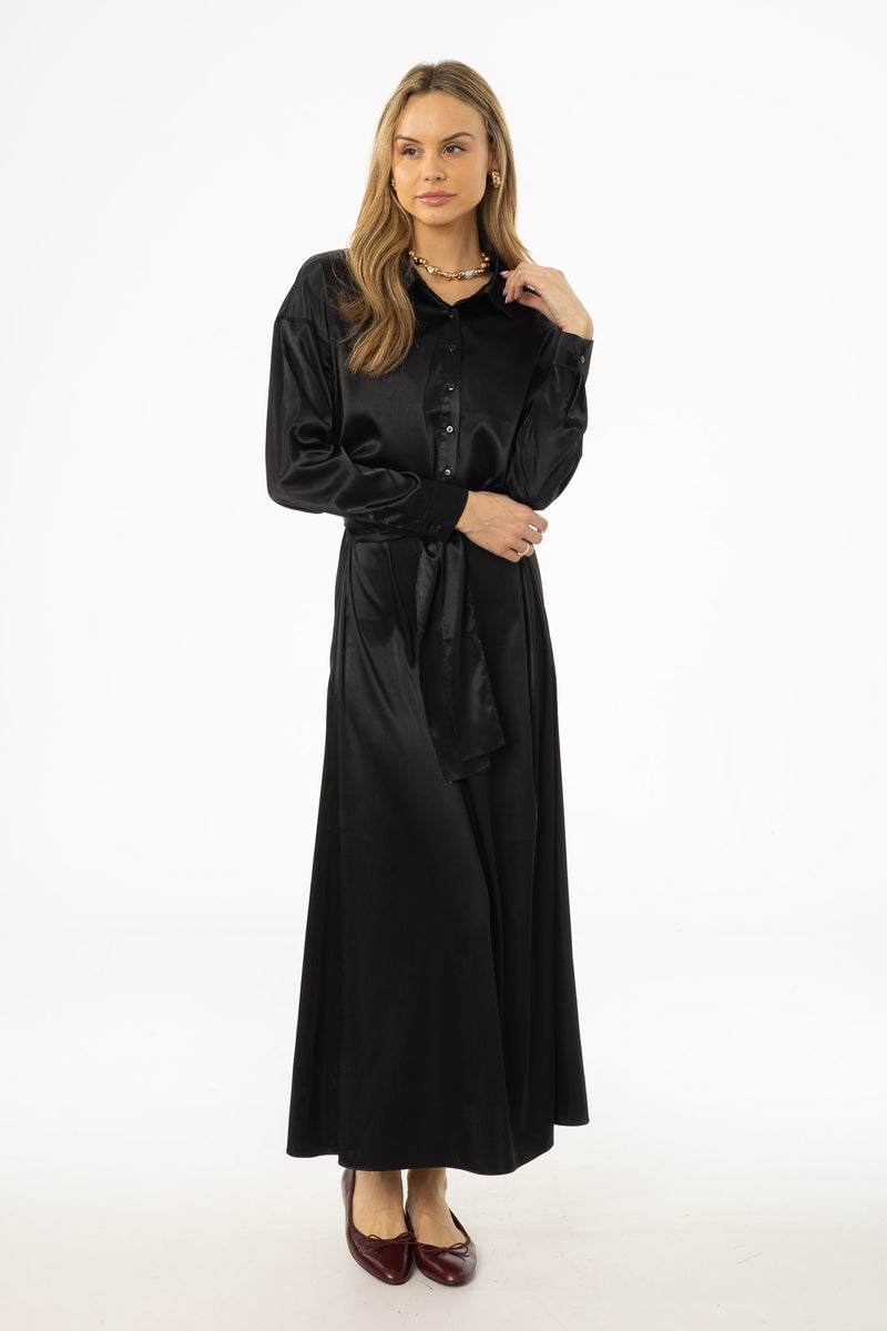 Black Tie Silk Dress
