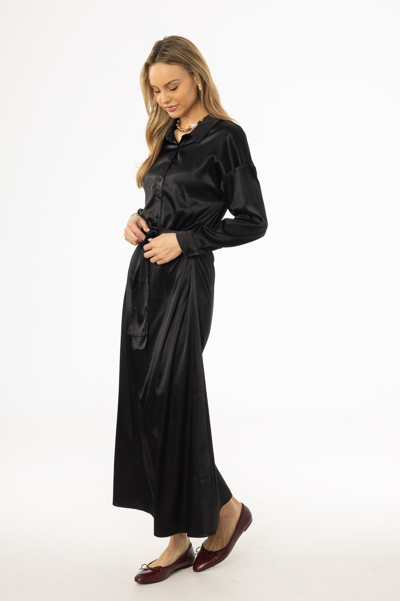 Black Tie Silk Dress