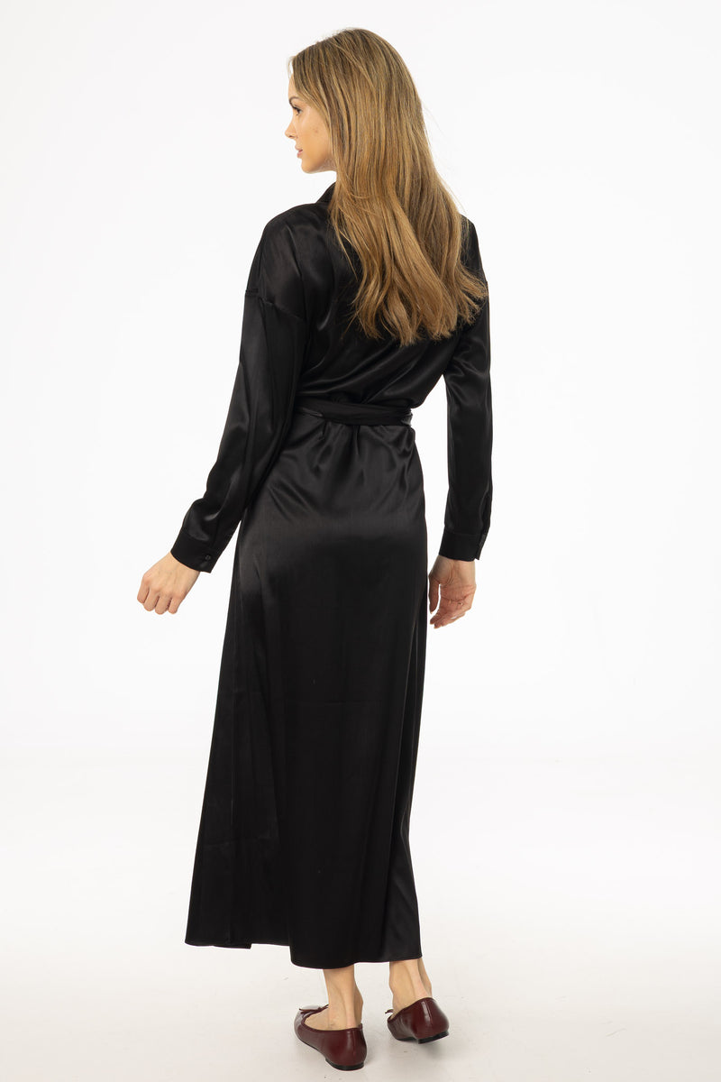 Black Tie Silk Dress