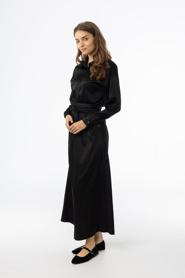 Black Tie Silk Dress