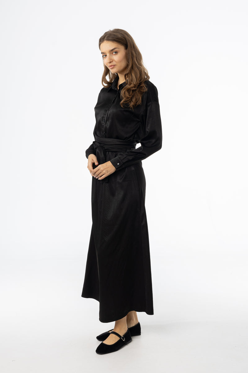 Black Tie Silk Dress
