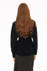 Black Tie Wrap Knit Sweater