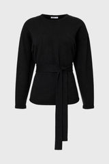Black Tie Wrap Knit Sweater