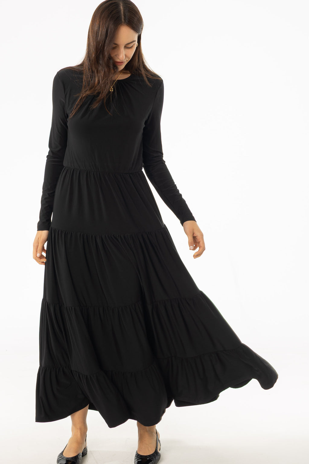 Black Tiered Maxi Dress – BLANK