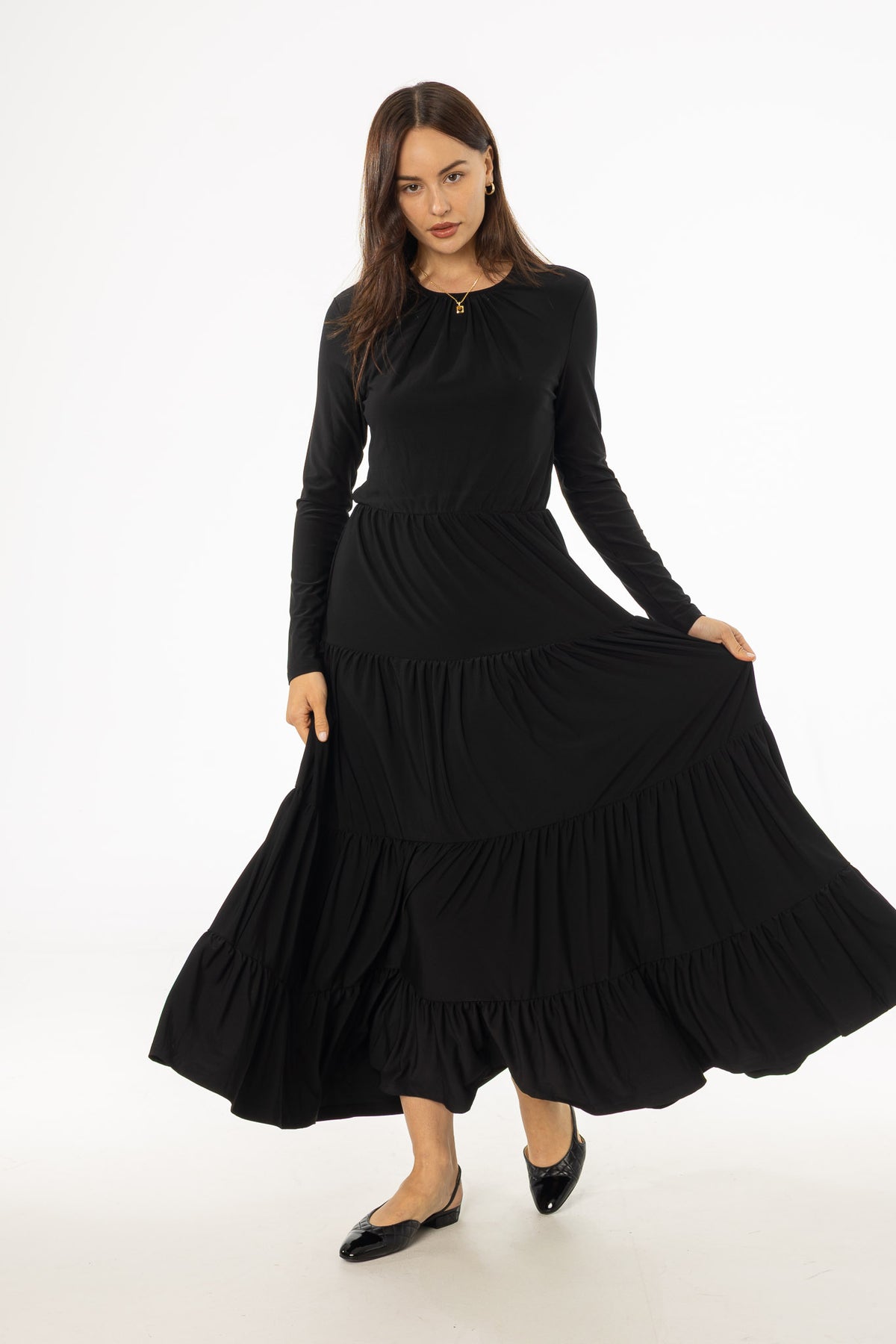 Black Tiered Maxi Dress – BLANK