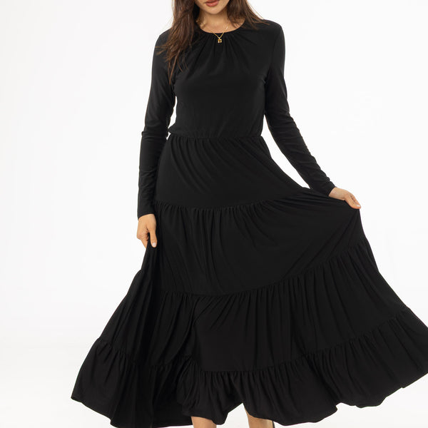 Black Tiered Maxi Dress BLANK Black Tiered Maxi Dress BLANK