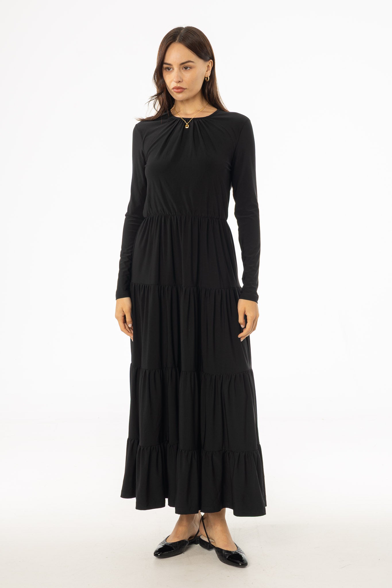 Black Tiered Maxi Dress – BLANK