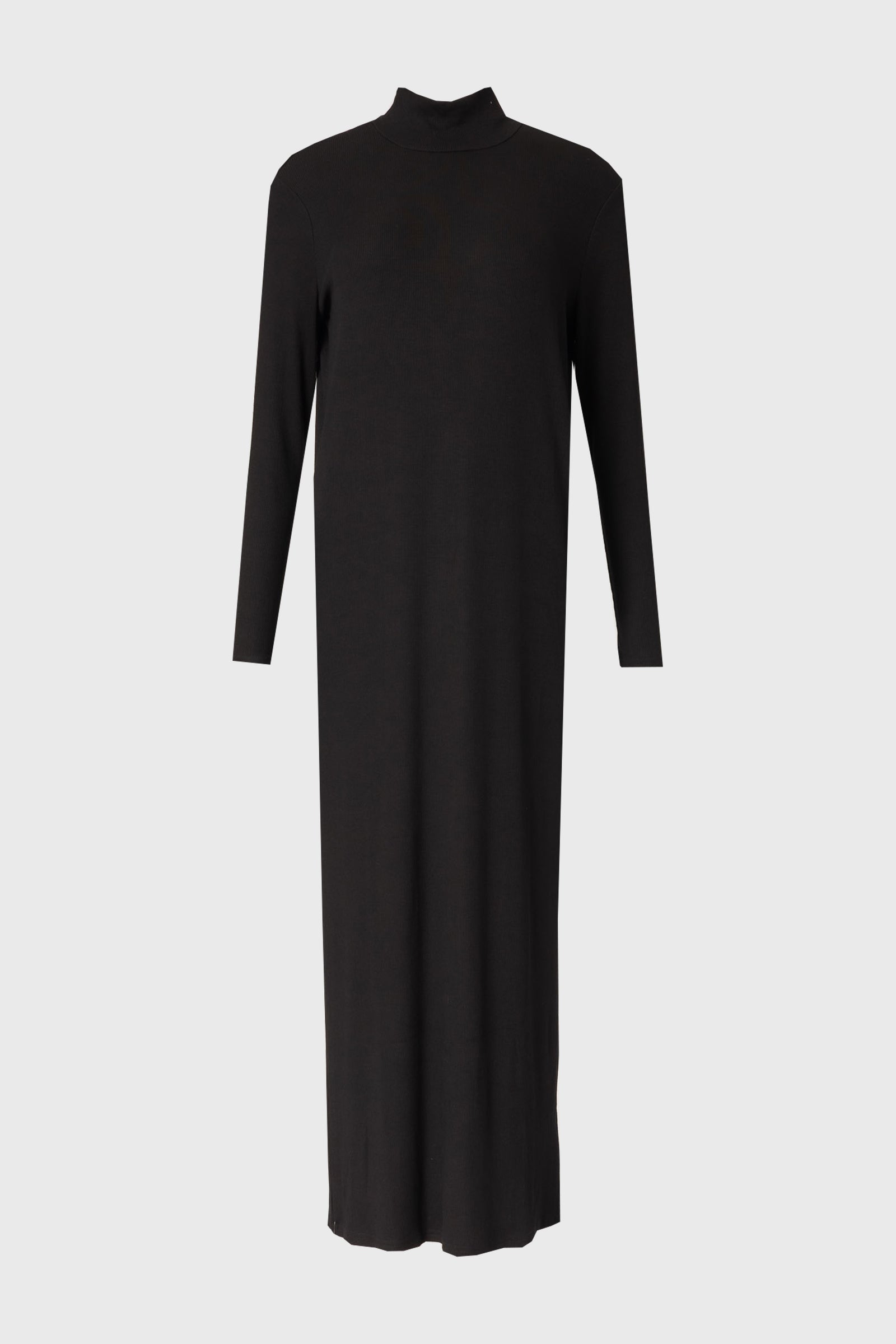 knee length dresses for ladies Galaxy | Black Sequin Turtle-Neck Long-Sleeve Maxi Dress