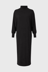Black Turtleneck Dolman Maxi Dress