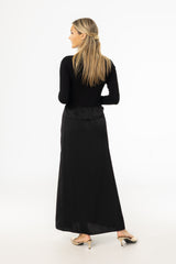 Black Two Tone Fabric Maxi Dress