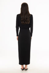 Black Waisted Turtleneck Maxi Dress