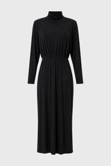 Black Waisted Turtleneck Maxi Dress
