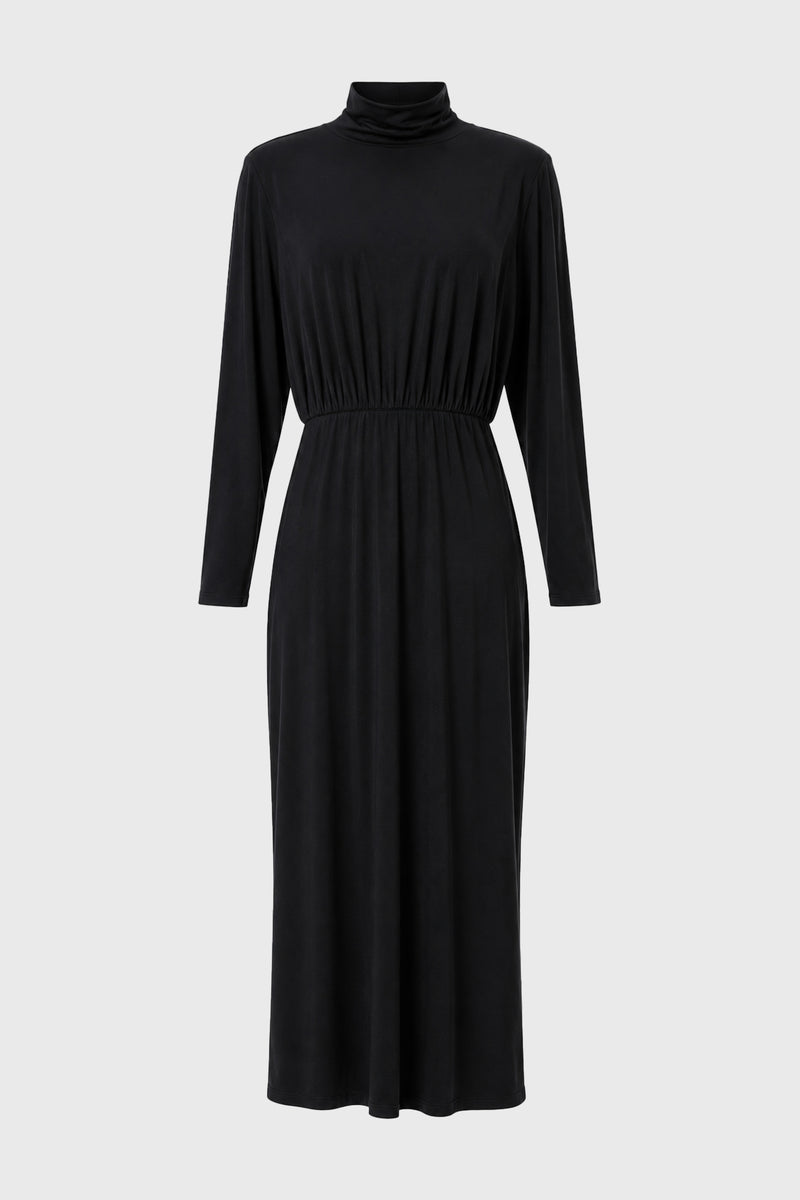 Black Waisted Turtleneck Maxi Dress – BLANK