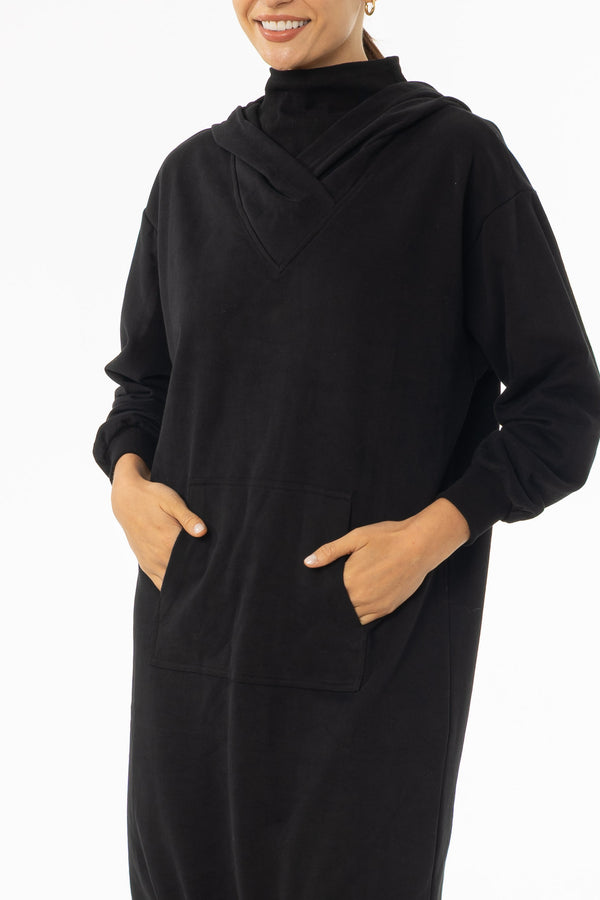 Black Turtleneck Sweatshirt Dress