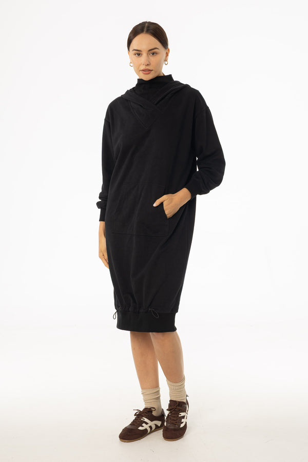 Black Turtleneck Sweatshirt Dress