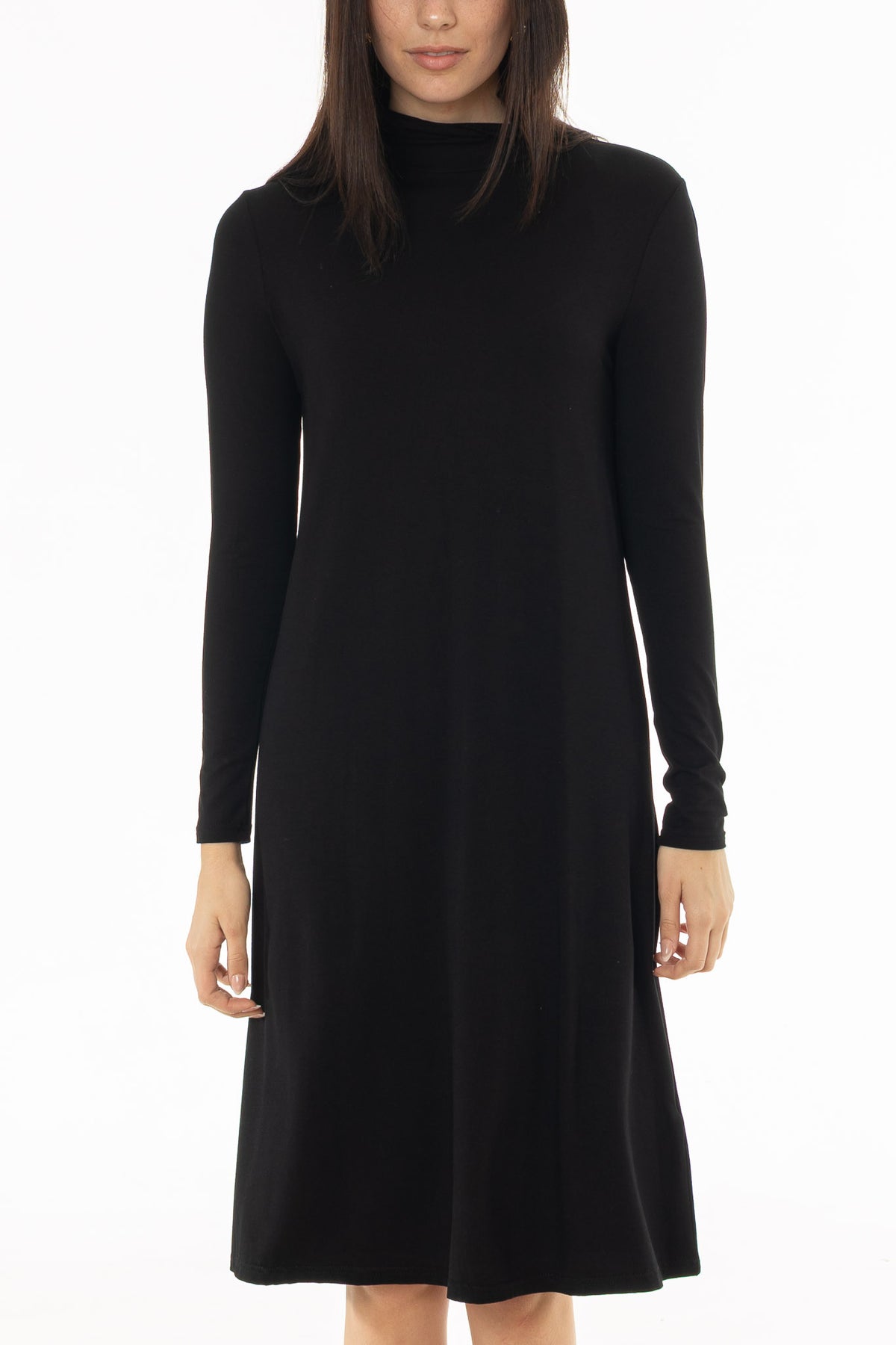 Black Turtleneck Swing Dress – BLANK