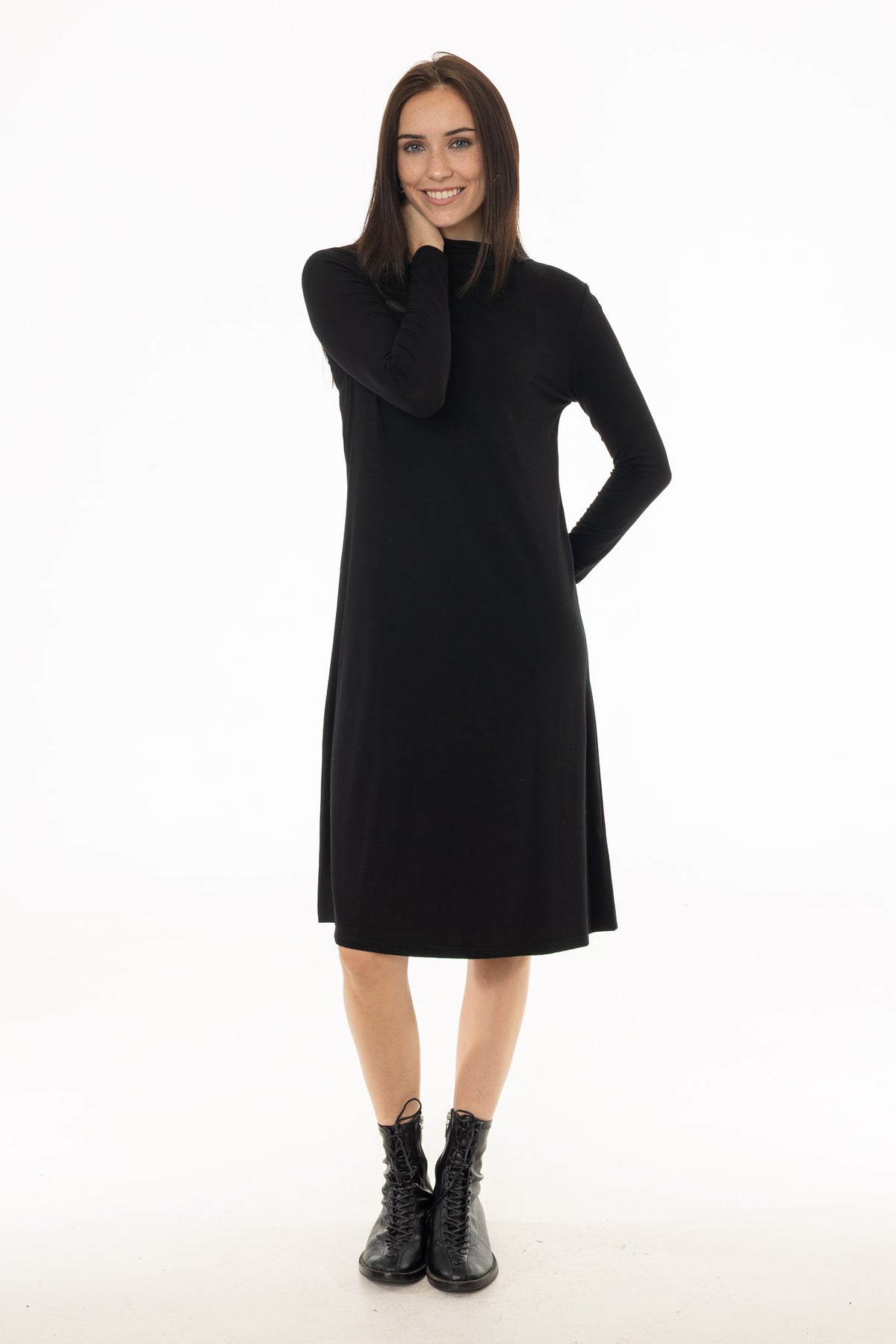 Black Turtleneck Swing Dress – BLANK