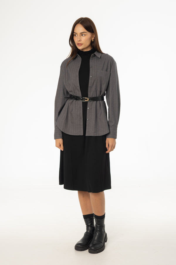 Black Turtleneck Swing Dress