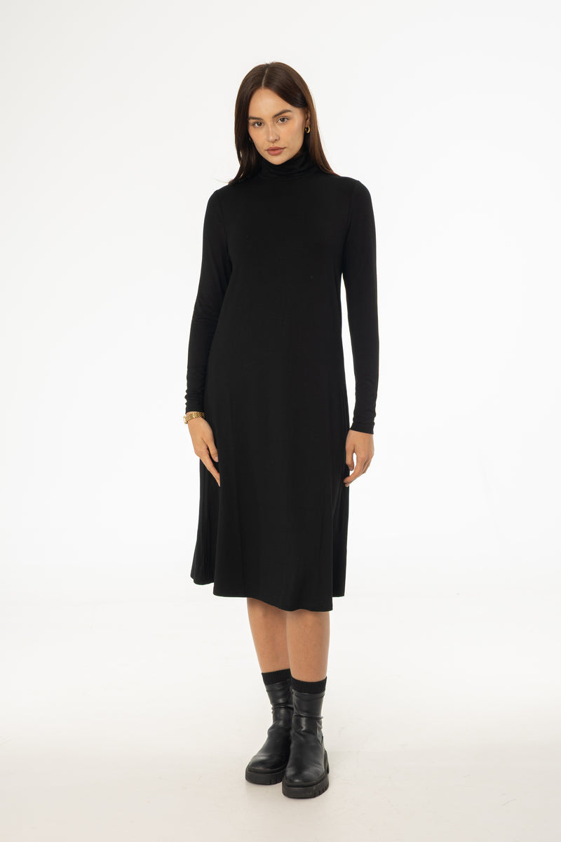 Black Turtleneck Swing Dress