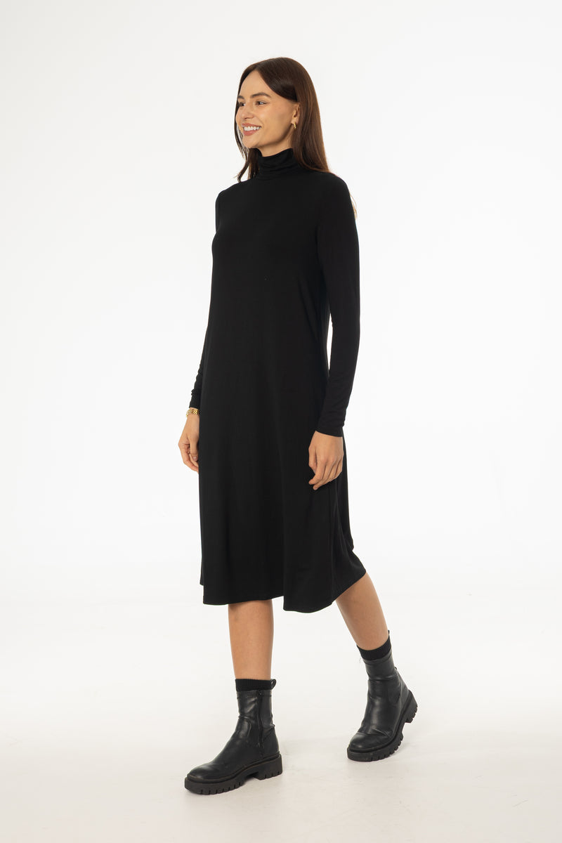 Black Turtleneck Swing Dress