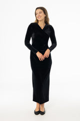 Black Twist Velour Maxi Dress