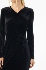 Black Twist Velour Maxi Dress