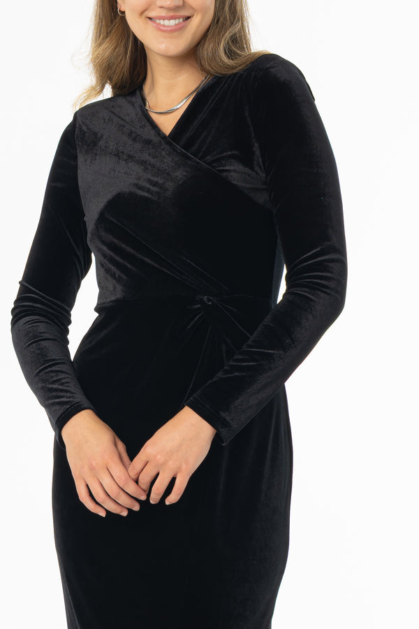 Black Twist Velour Maxi Dress