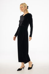 Black Twist Velour Maxi Dress