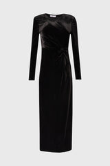 Black Twist Velour Maxi Dress