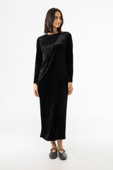 Black Two Tone Velour Silk Maxi