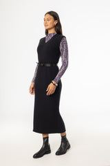 Black V Neck Knit Maxi Dress