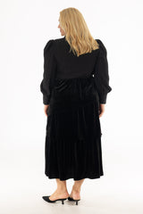 Black V Neck Tiered Maxi Dress
