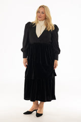 Black V Neck Tiered Maxi Dress