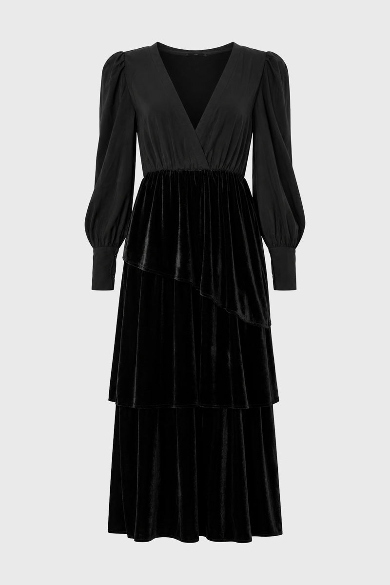Black V Neck Tiered Maxi Dress – BLANK