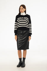 Black Vegan Leather Pencil Skirt