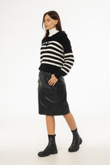 Black Vegan Leather Pencil Skirt