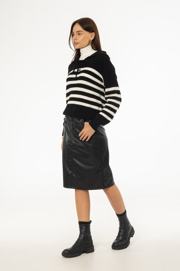 Black Vegan Leather Pencil Skirt