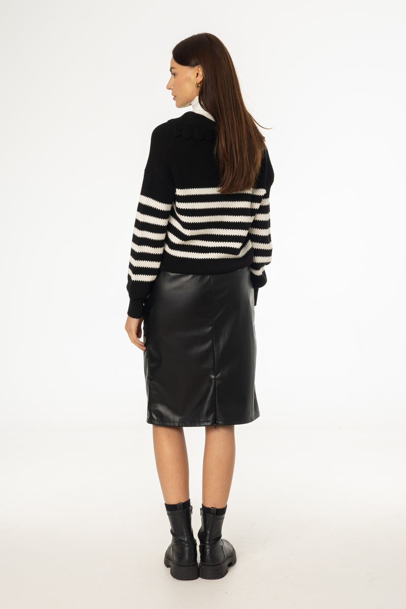 Black Vegan Leather Pencil Skirt
