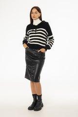 Black Vegan Leather Pencil Skirt