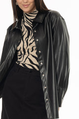 Black Vegan Leather Shirt