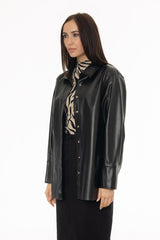 Black Vegan Leather Shirt