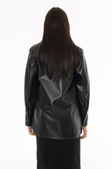 Black Vegan Leather Shirt