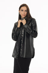 Black Vegan Leather Shirt