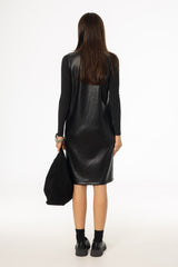Black Vegan Leather Vest Dress