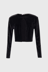 Black Ribbed Velour Cardigan